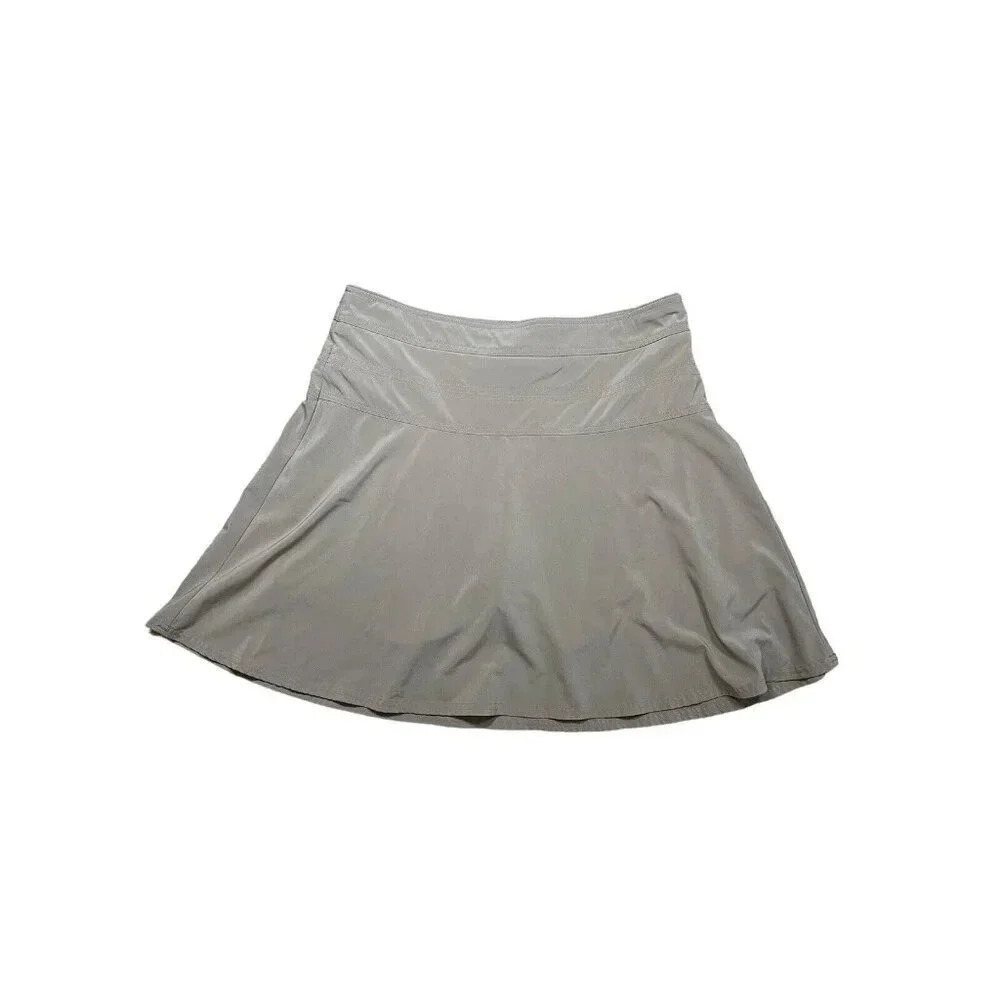 ATHLETA Lightweight Tan Beige Fit & Flare Mini Skirt Size 14 Built in Shorts
